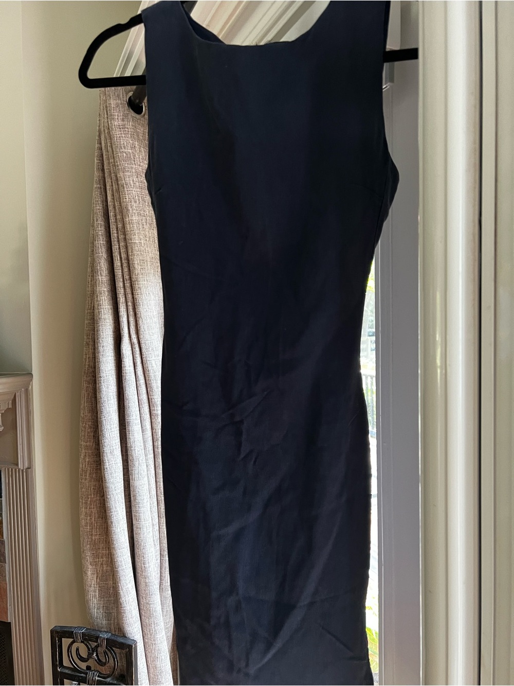 Petite Sophisticate Classic Navy Silk Dress - Elegant Women's Sleeveless Dress